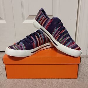 NEW Rocket Dog Women Purple Multi Jokes Aloe Stripe Cotton Sneakers 8.5